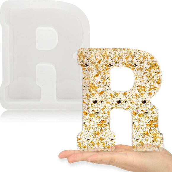 7 Inch Large Letter Molds for Resin, 3D R Capital Alphabet Epoxy Resin Mold, A t - Picture 1 of 6